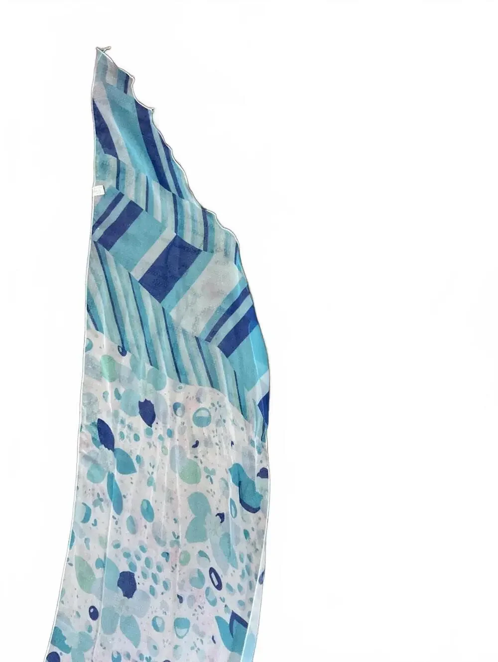 Lightweight Blue and White Patterned Scarf Wrap Abstract Beach Ocean Cover up